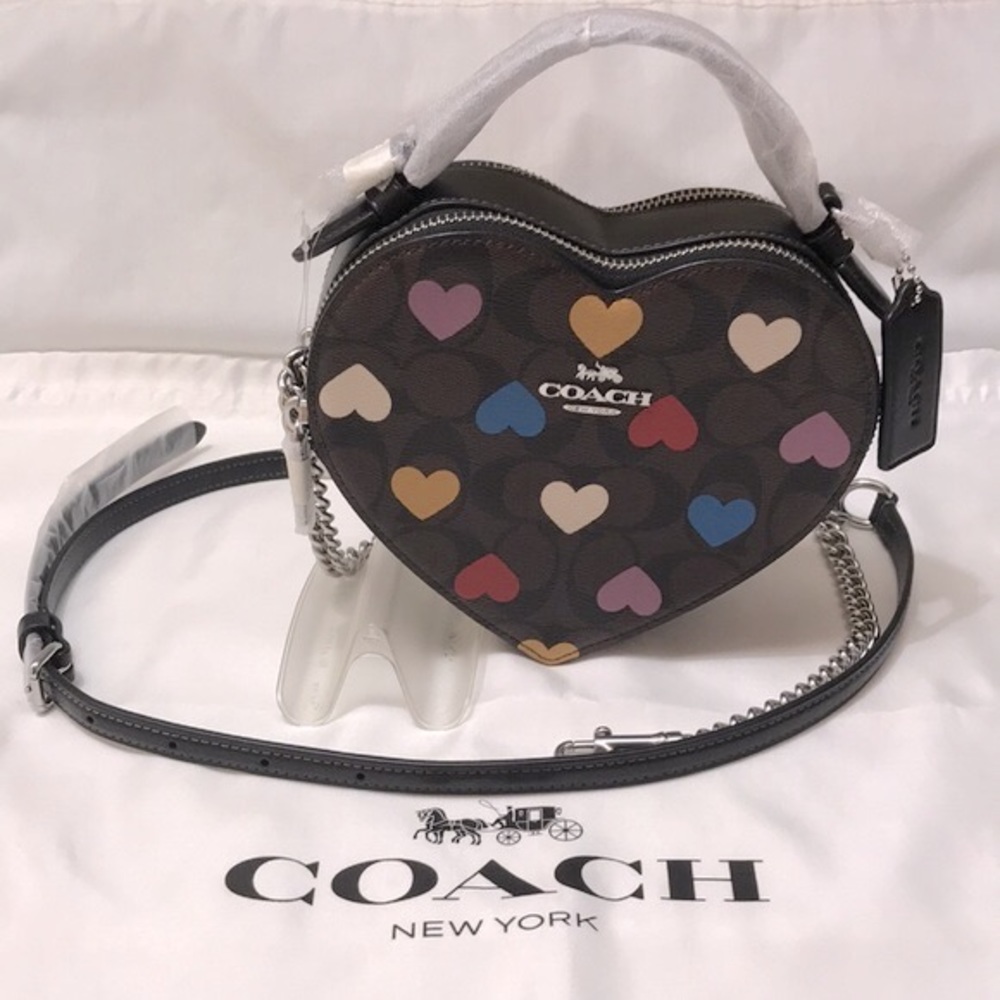 Multi Heart Crossbody Signature Canvas with Heart Print  BNWT - Picture 4 of 13